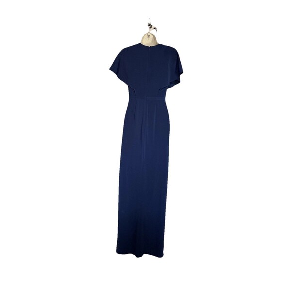 Halston Heritage Cape Sleeve Gown Dress Size 0 Blue Rhinestones *FLAWED - Picture 12 of 16
